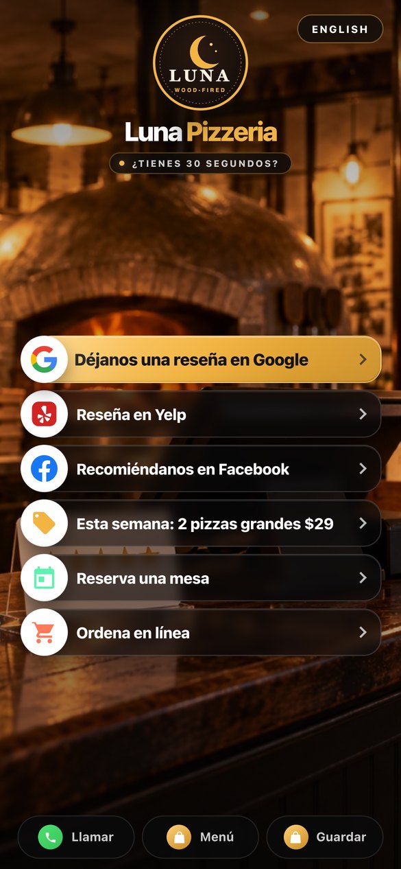 The same review page in Spanish